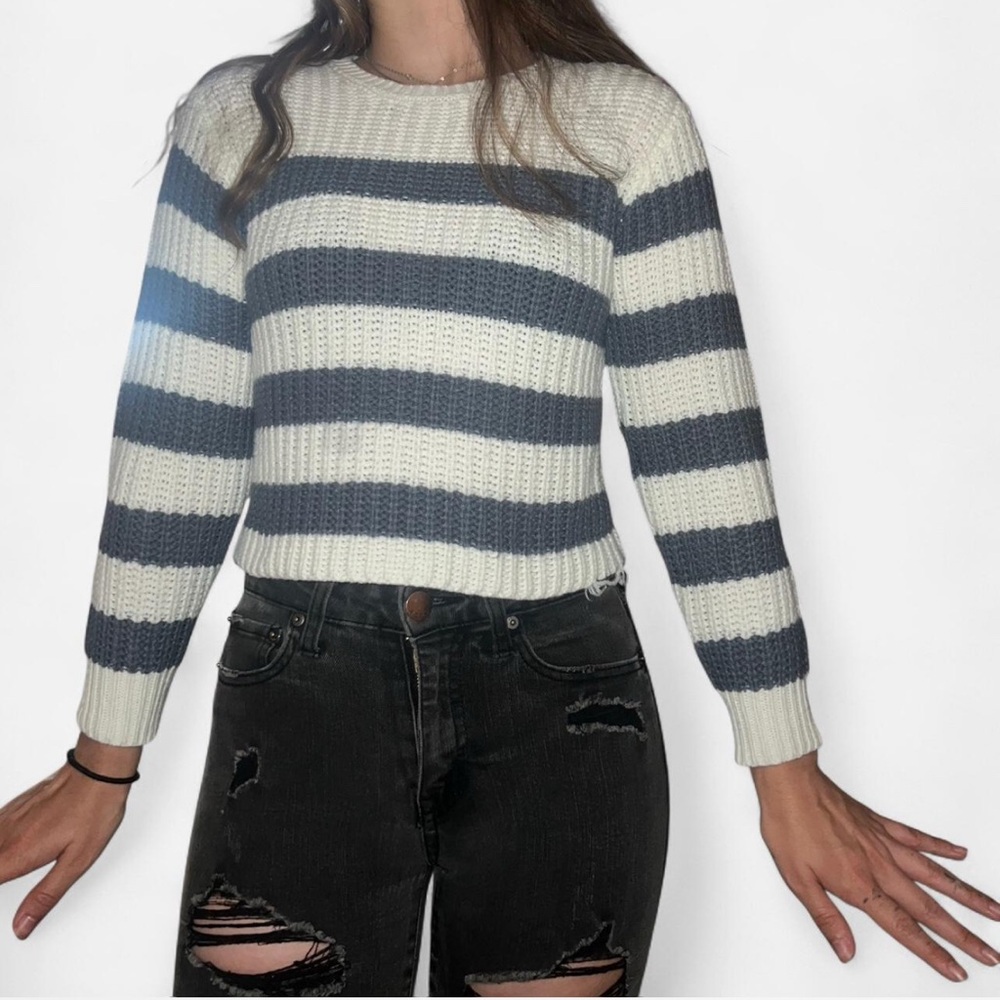 RSQ Navy and Cream Striped Sweater